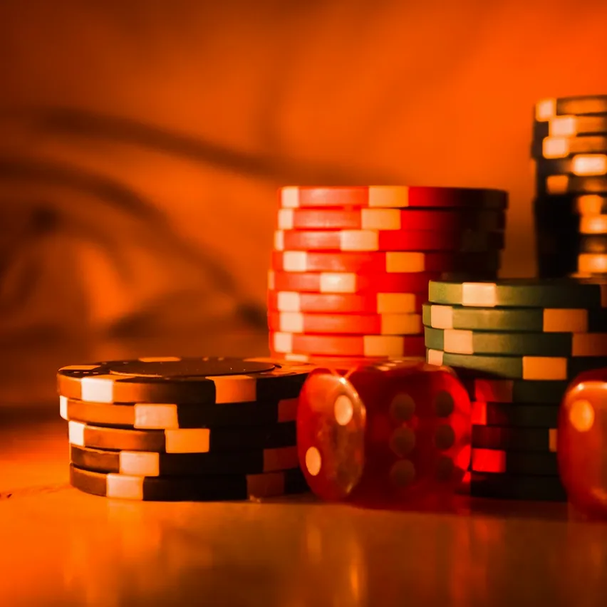 Casino, chips and dice